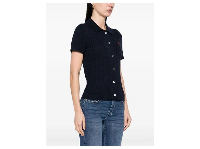 Ralph Lauren Kurzarmpullover aus Baumwolle mit Kabelstrick und Pony-Logo - Ansicht 6