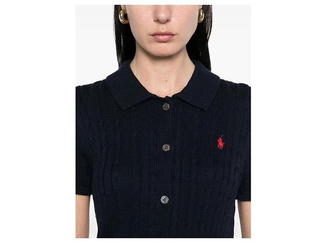 Ralph Lauren Kurzarmpullover aus Baumwolle mit Kabelstrick und Pony-Logo - Ansicht 8