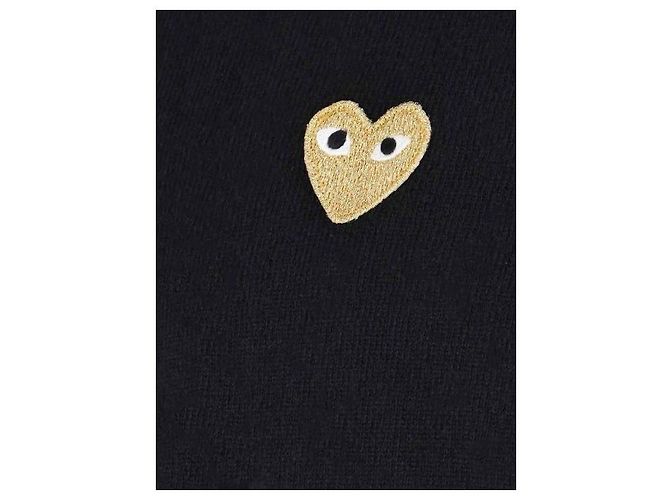 Comme Des Garcons Wollcardigan mit goldenem Herz-Patch AX Schwarz - Ansicht 6