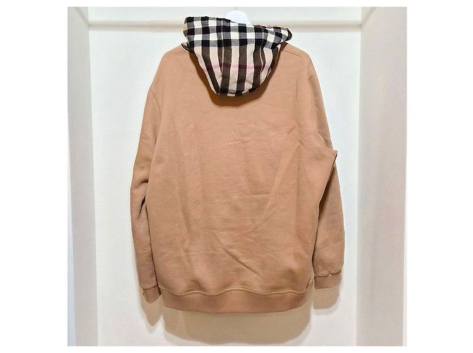 Burberry Sudadera de algodón con capucha y mangas largas con ribete a cuadros Castaño - vista 3