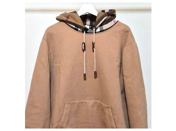 Burberry Sudadera de algodón con capucha y mangas largas con ribete a cuadros Castaño - vista 4