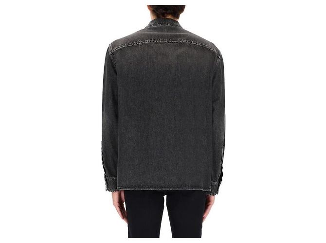 Versace Hemd aus gewaschenem Denim schmutzig schwarz - Ansicht 7