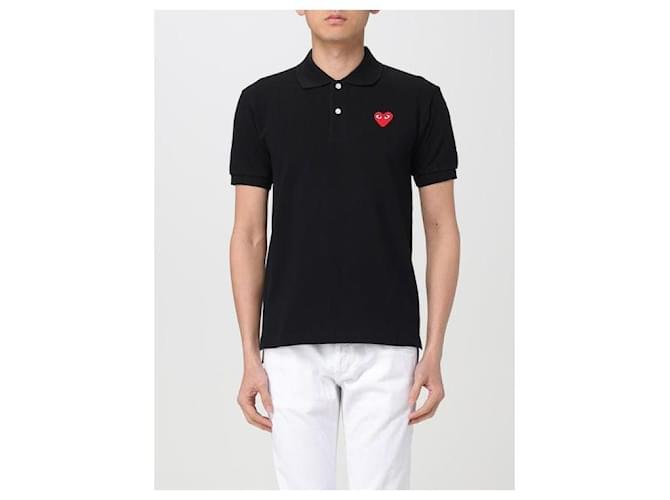 Comme Des Garcons Kurzarm-Polo mit rotem Herz-Patch AX Schwarz - Ansicht 4