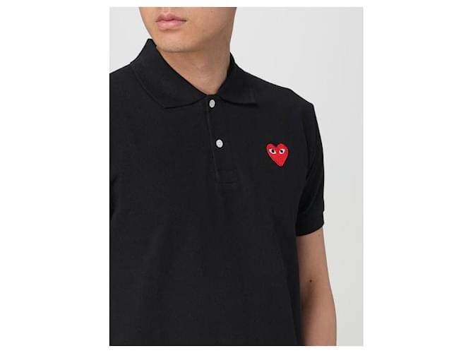 Comme Des Garcons Kurzarm-Polo mit rotem Herz-Patch AX Schwarz - Ansicht 6