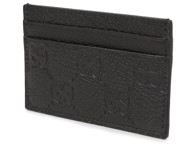 Gucci Embossed GG Grain Leather Card Case stamp: Black - view 4