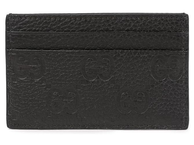 Gucci Embossed GG Grain Leather Card Case stamp: Black - view 5