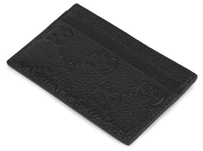 Gucci Embossed GG Grain Leather Card Case stamp: Black - view 6