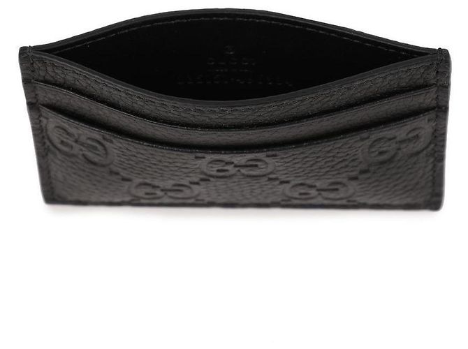 Gucci Embossed GG Grain Leather Card Case stamp: Black - view 7