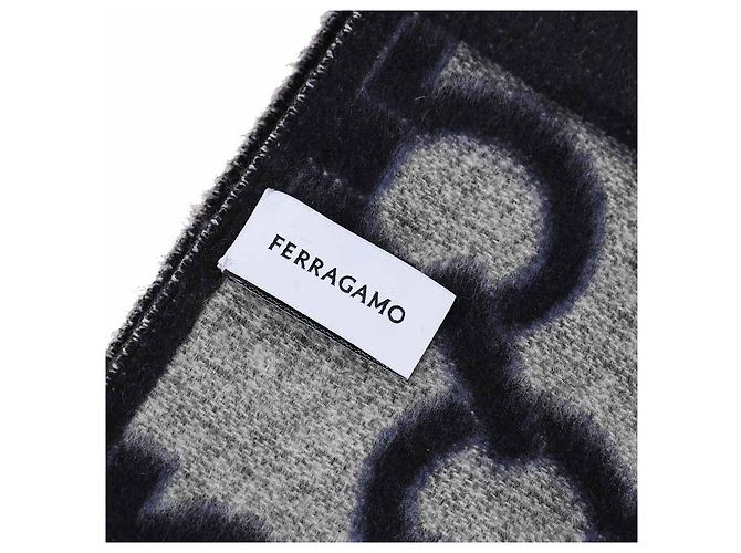 Salvatore Ferragamo Sciarpa Gancini BLU CIELO BLU MARINO AVORIO - vista 9