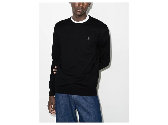 Ralph Lauren Pima-Baumwollstrick mit Pony-Logo Schwarz - Ansicht 5