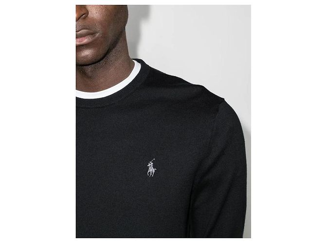 Ralph Lauren Pima-Baumwollstrick mit Pony-Logo Schwarz - Ansicht 7