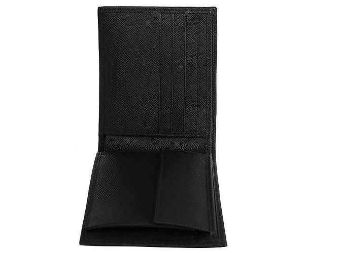 Prada Saffiano Triangle Men's Bi-Fold Wallet Black - view 10