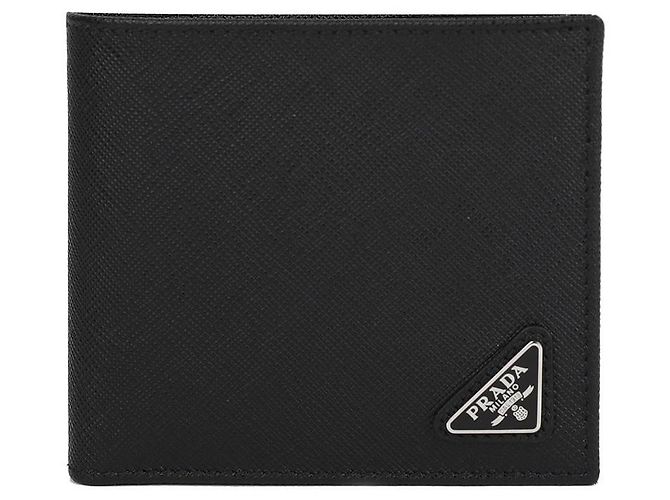 Prada Saffiano Triangle Men's Bi-Fold Wallet Black - view 4