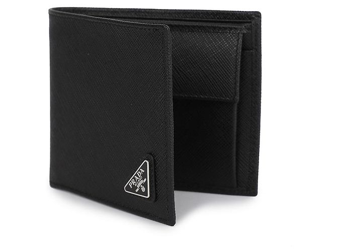 Prada Saffiano Triangle Men's Bi-Fold Wallet Black - view 5
