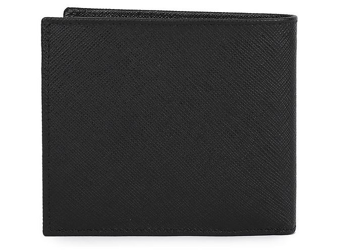 Prada Saffiano Triangle Men's Bi-Fold Wallet Black - view 6