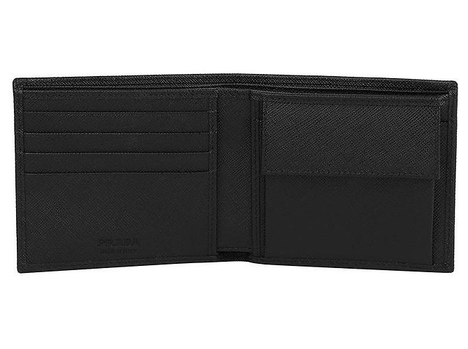 Prada Saffiano Triangle Men's Bi-Fold Wallet Black - view 9