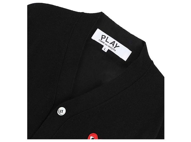 Comme Des Garcons Cardigan mit doppeltem rotem Herz-Patch Schwarz - Ansicht 5