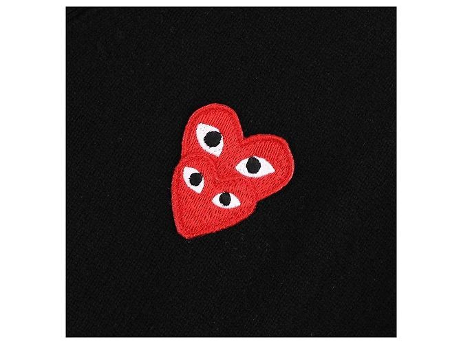 Comme Des Garcons Cardigan mit doppeltem rotem Herz-Patch Schwarz - Ansicht 8