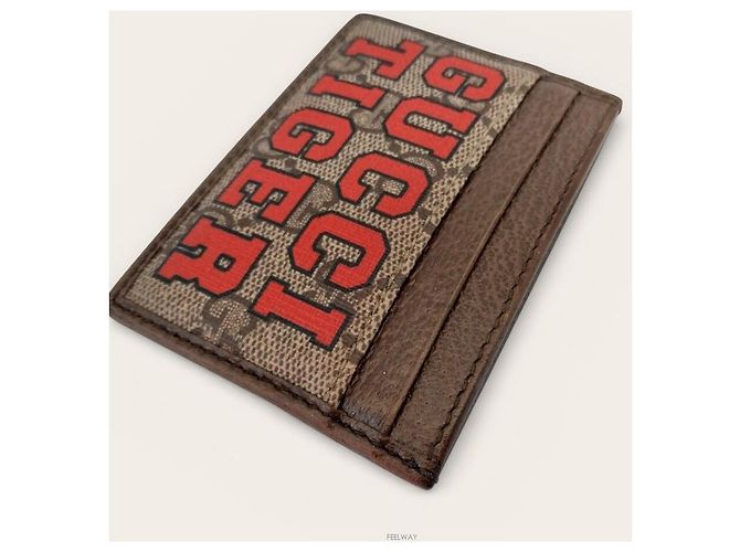 Gucci Portafoglio in pelle con stampa tigre Marrone - vista 4