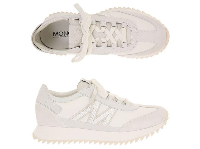Sneakers in suede Moncler Bianco - vista 2