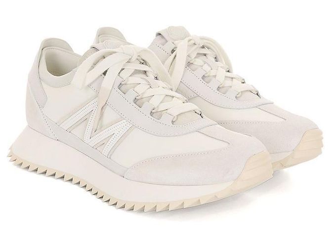 Sneakers in suede Moncler Bianco - vista 4