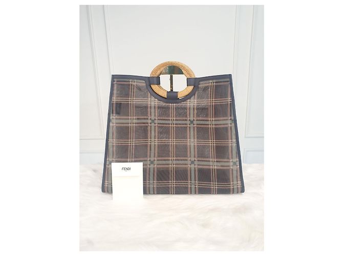 Fendi Borsa Shopper in Rete Lunderway Marrone - vista 2