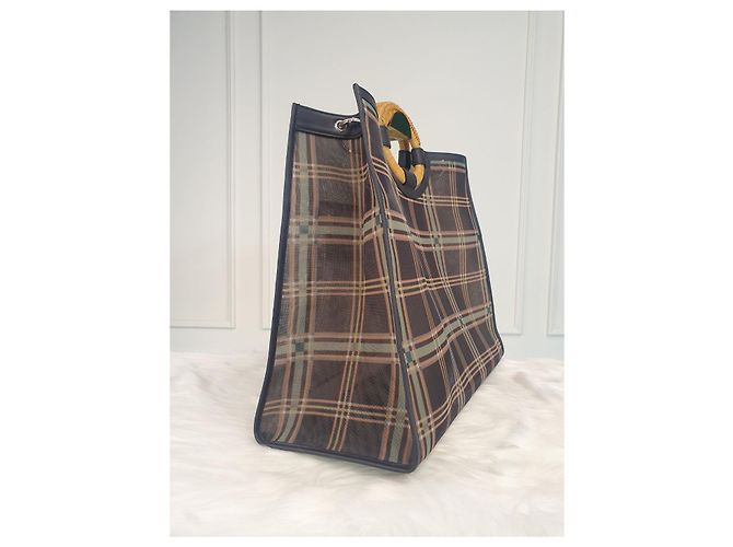 Fendi Borsa Shopper in Rete Lunderway Marrone - vista 6