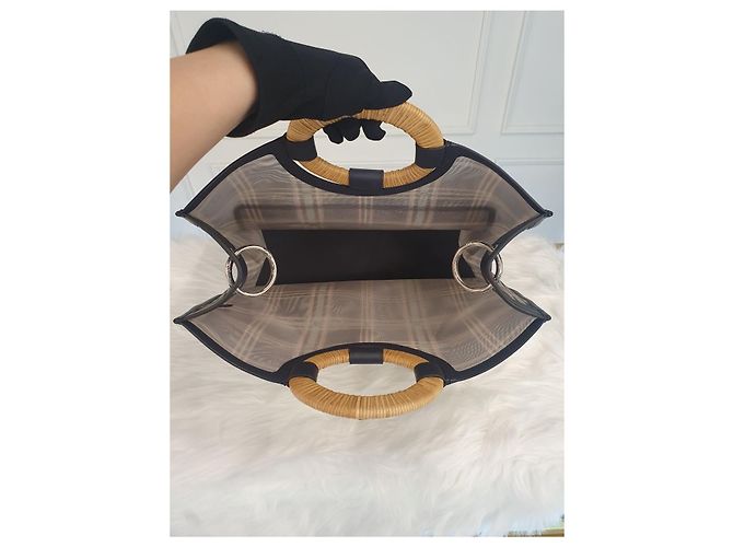 Fendi Borsa Shopper in Rete Lunderway Marrone - vista 7