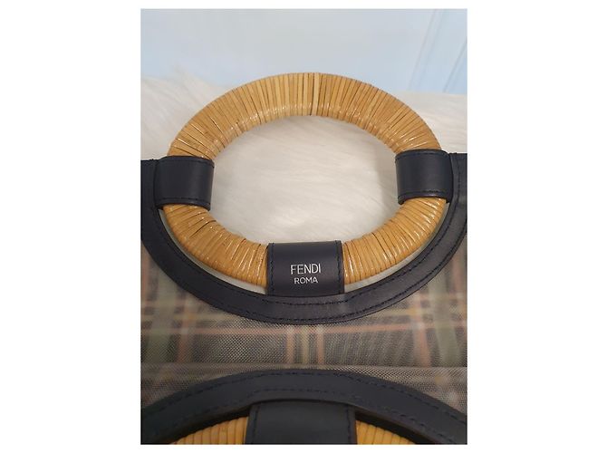 Fendi Borsa Shopper in Rete Lunderway Marrone - vista 8