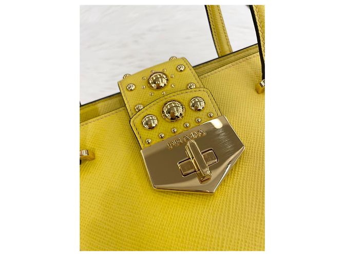 Prada Borsa Tote e a Spalla Baldini in Saffiano D'oro - vista 14