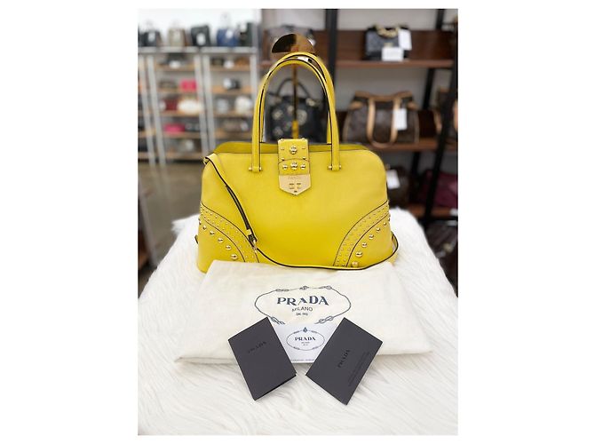 Prada Borsa Tote e a Spalla Baldini in Saffiano D'oro - vista 6