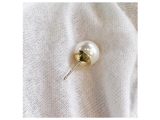 Saint Laurent Boucles d'oreilles en perles avec logo YSL or crème - vue 13