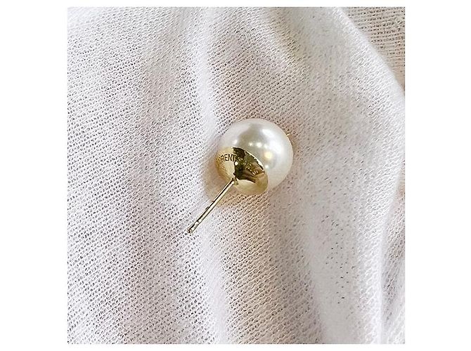 Saint Laurent Boucles d'oreilles en perles avec logo YSL or crème - vue 4