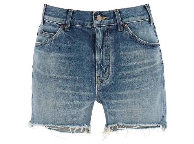 Céline Bermuda de skate em denim Electric Sky Wash Azul - vista 4
