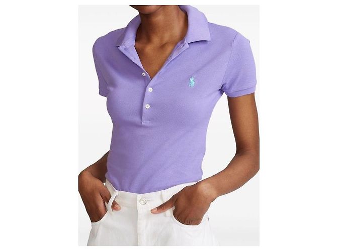 Ralph Lauren Polo de algodón stretch con logo Pony bordado de manga corta Púrpura - vista 8