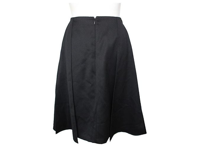 Chanel Falda de lana negra recogida Negro - vista 2