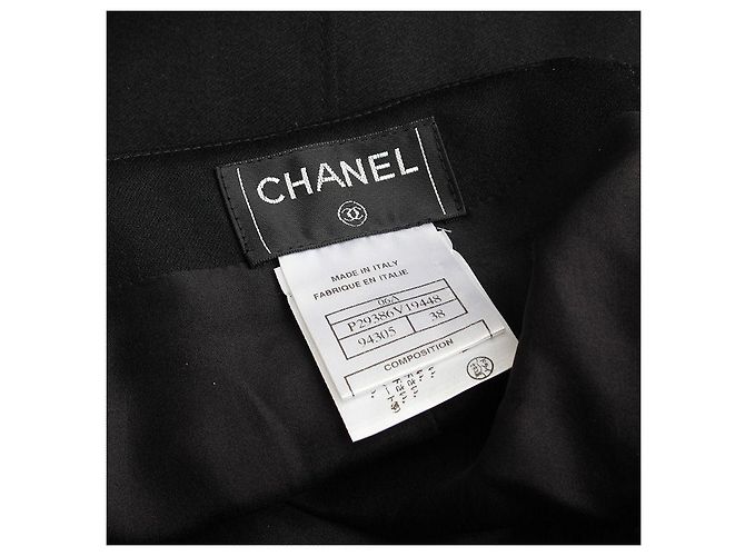 Chanel Falda de lana negra recogida Negro - vista 3