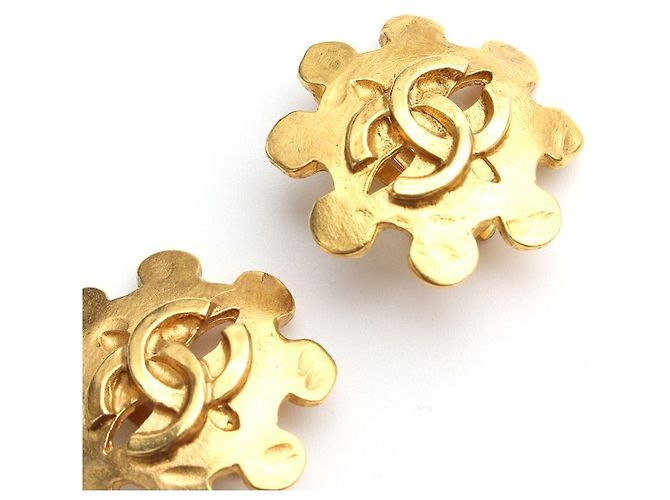 Chanel CC Logo Schlitz Clip Ohrringe Gelb - Ansicht 4