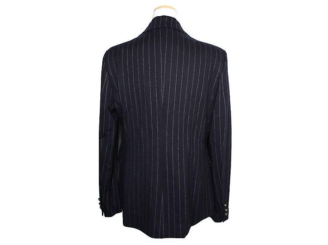 Etro Giacca in lana e cotone a righe Nero - vista 2