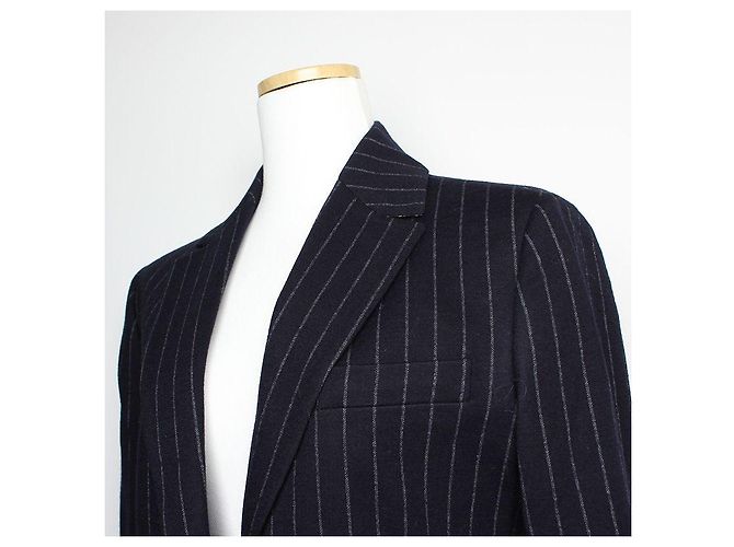 Etro Giacca in lana e cotone a righe Nero - vista 4