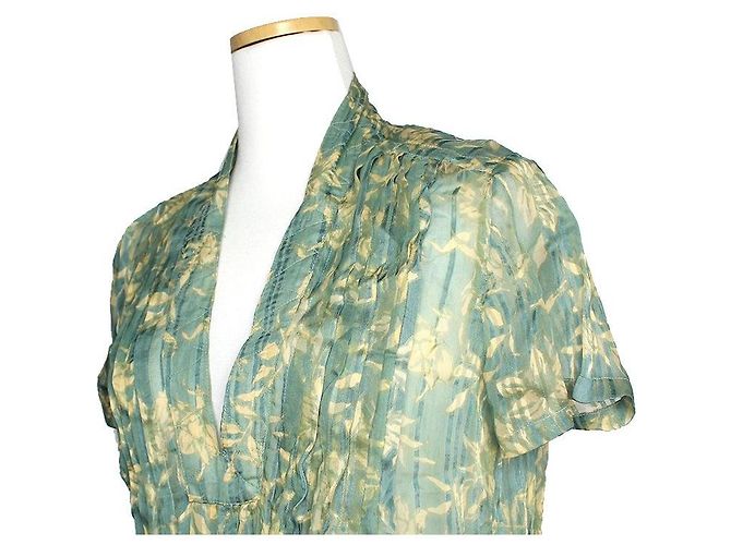 Rag & Bone Abito in Chiffon Floreale Verde - vista 4