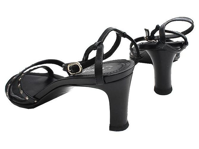 Chanel Black Logo Stud Sandals - view 4