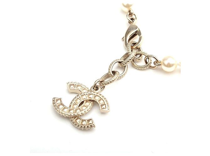 Chanel Bracciale CC in perle sintetiche avorio Arancione - vista 4