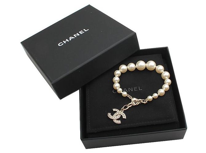 Chanel Bracciale CC in perle sintetiche avorio Arancione - vista 5