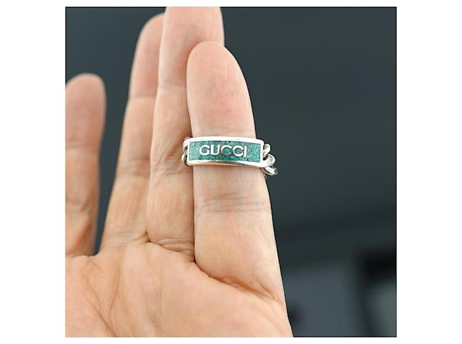 Gucci Silberner Gliedring Blau - Ansicht 4
