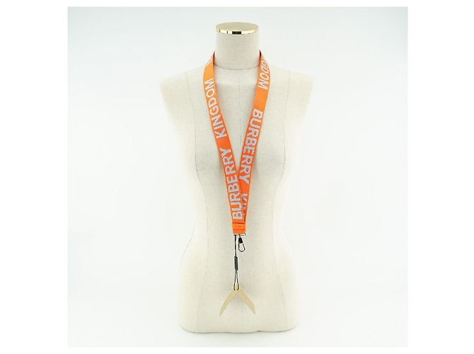 Burberry Collana in nylon arancione con logo Kingdom Bianco - vista 3