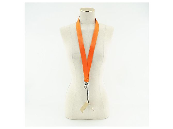 Burberry Collana in nylon arancione con logo Kingdom Bianco - vista 4