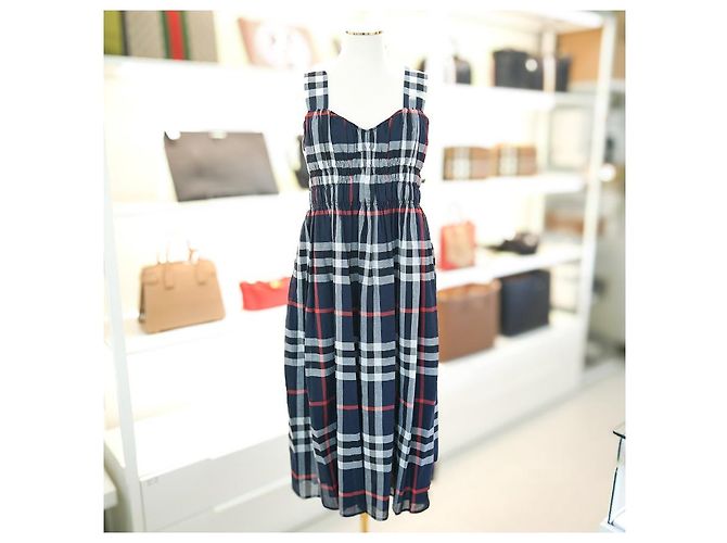 Burberry Vestido sin mangas DELILAH de algodón y chiffon marino Azul - vista 2