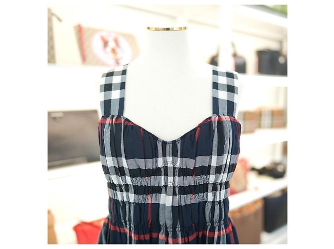 Burberry Vestido sin mangas DELILAH de algodón y chiffon marino Azul - vista 4