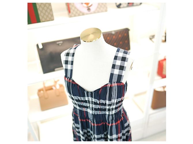 Burberry Vestido sin mangas DELILAH de algodón y chiffon marino Azul - vista 5